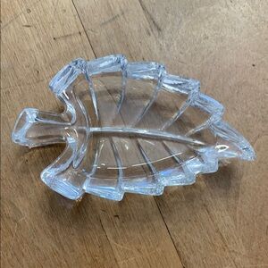 Clear Glass Leaf-Shaped Dish